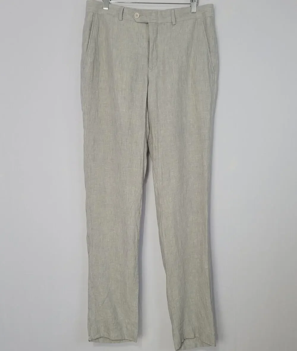 Bar III 100% Linen Pants men's size 32x34 Gray Coastal Beach Wedding Old Money